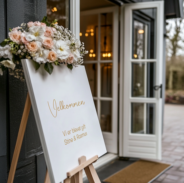 Personalized Frosted Acrylic Wedding Welcome Sign with Gold Lettering - Elegant Entrance for Your Special Day